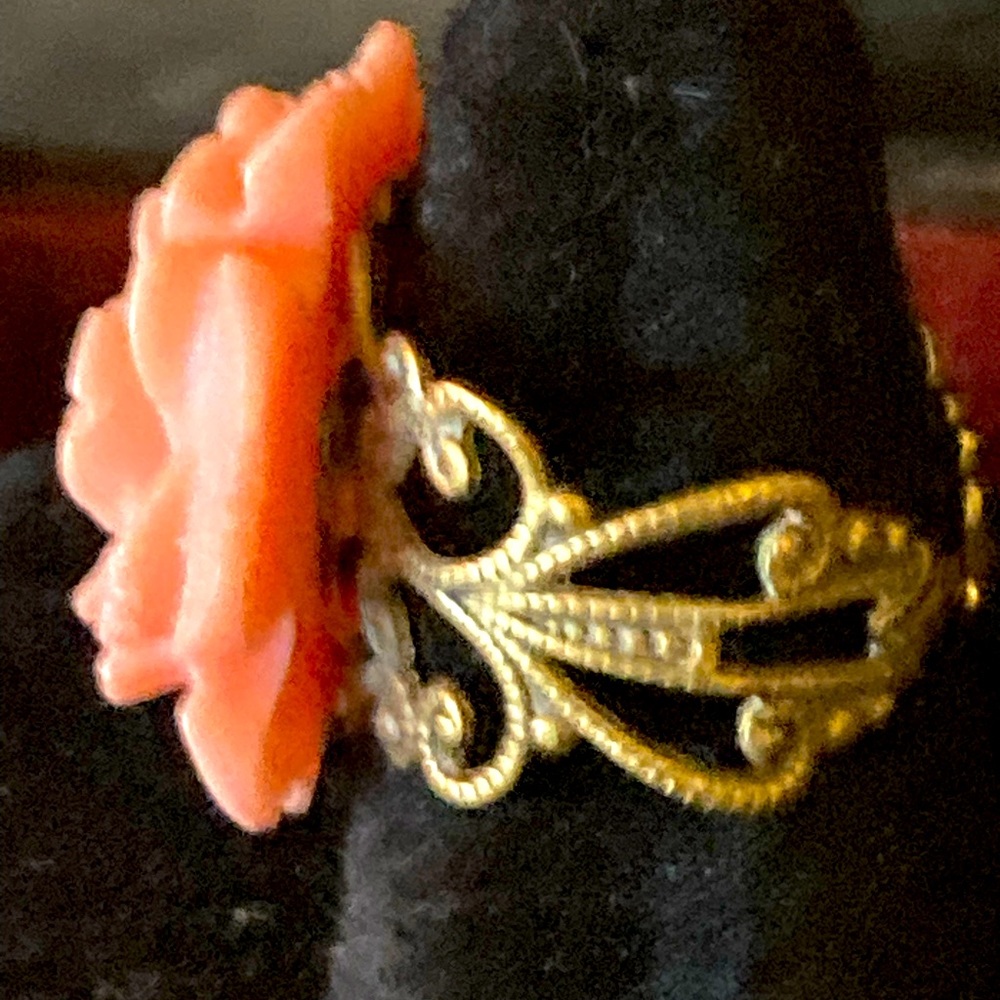 Vintage Pink Rose Adjustable Ring